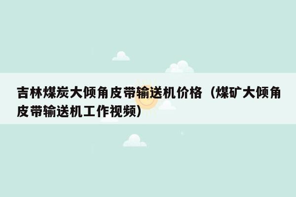 吉林煤炭大倾角皮带输送机价格（煤矿大倾角皮带输送机工作视频）