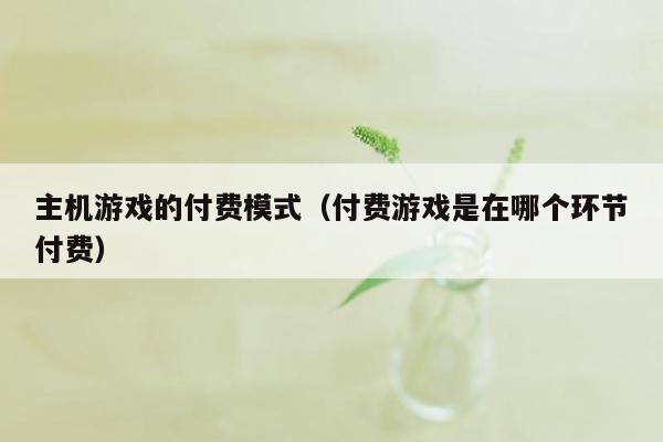 主机游戏的付费模式（付费游戏是在哪个环节付费）