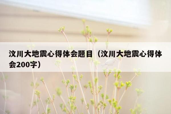 汶川大地震心得体会题目（汶川大地震心得体会200字）