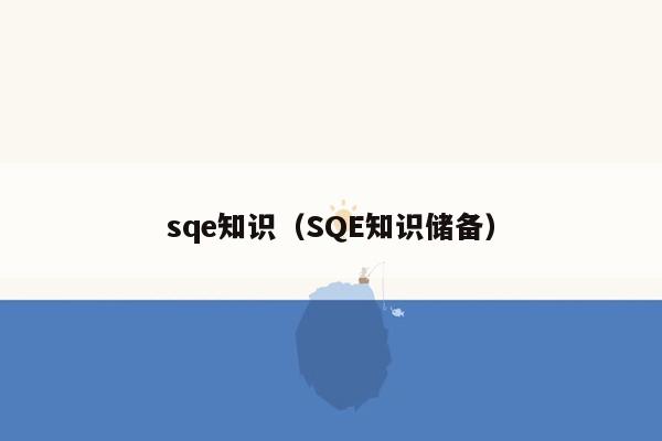 sqe知识（SQE知识储备）