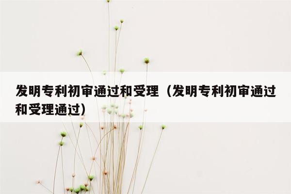 发明专利初审通过和受理（发明专利初审通过和受理通过）