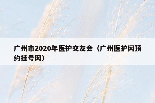 广州市2020年医护交友会（广州医护网预约挂号网）