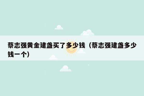 蔡志强黄金建盏买了多少钱（蔡志强建盏多少钱一个）