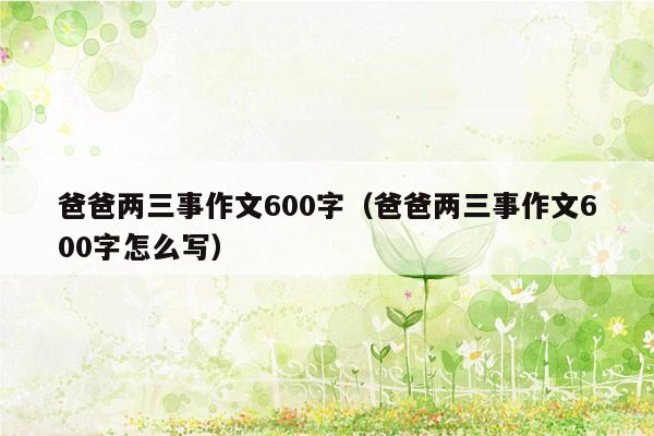 爸爸两三事作文600字（爸爸两三事作文600字怎么写）