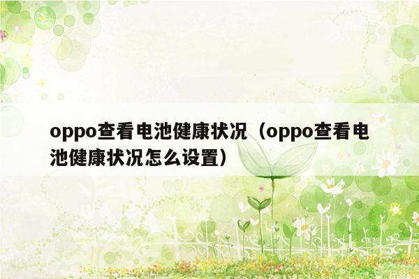 oppo查看电池健康状况（oppo查看电池健康状况怎么设置）