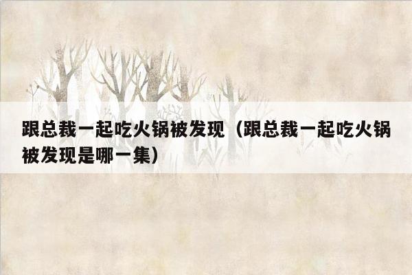 跟总裁一起吃火锅被发现（跟总裁一起吃火锅被发现是哪一集）