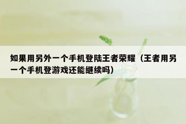 如果用另外一个手机登陆王者荣耀（王者用另一个手机登游戏还能继续吗）