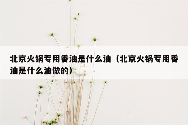 北京火锅专用香油是什么油（北京火锅专用香油是什么油做的）