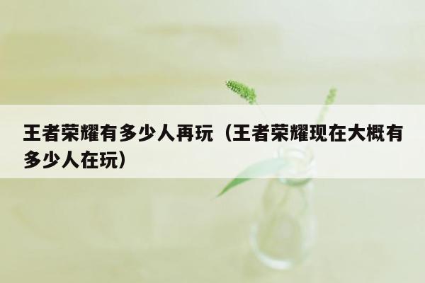 王者荣耀有多少人再玩（王者荣耀现在大概有多少人在玩）