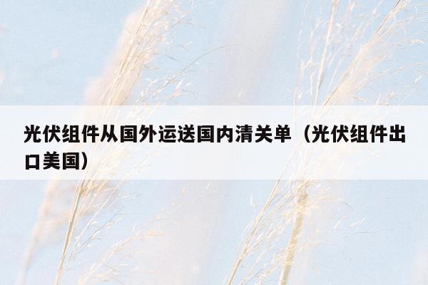 光伏组件从国外运送国内清关单（光伏组件出口美国）
