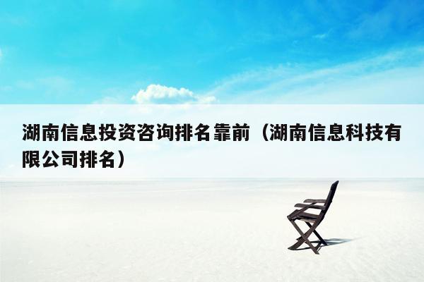 湖南信息投资咨询排名靠前（湖南信息科技有限公司排名）